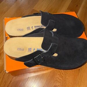 Birkenstock Black Suede Slip-On Clogs